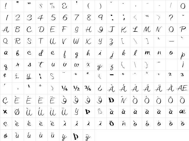 ElasticTrainFont59 Regular  glyph index