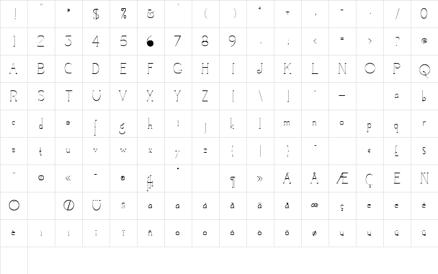Julien Regular  glyph index