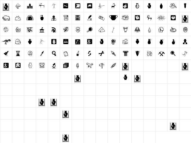 Archeology Regular  glyph index