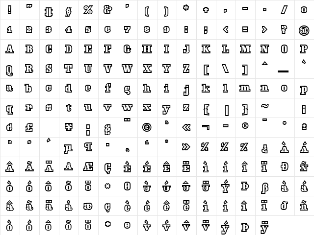 Beetle Nonsense  glyph index