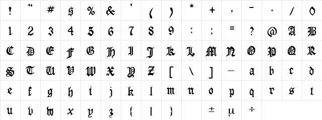 Forever 2 Regular  glyph index