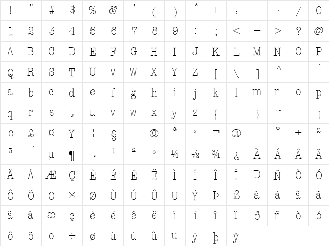 Keyboard Light CondensedAlt SSi Light Condensed Alternate  glyph index
