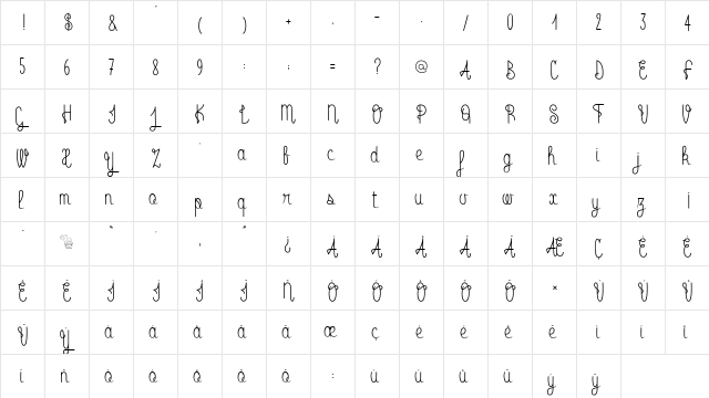 Radio Trust Regular  glyph index