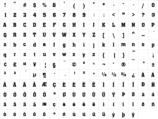 MGI Archon DemiBold  glyph index