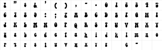 BARNABY Regular  glyph index