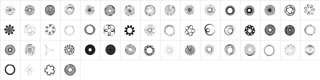 SpiroFace Regular  glyph index