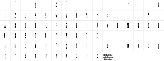 Cinderella Regular  glyph index