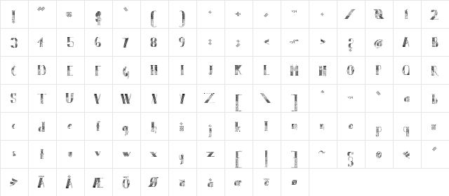 CurlyHogRunes Bold  glyph index