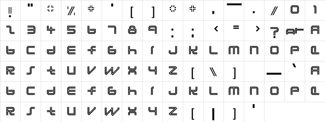 Lunasol Normal  glyph index