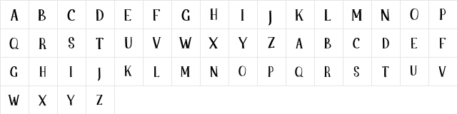 Belanie FREE Regular  glyph index