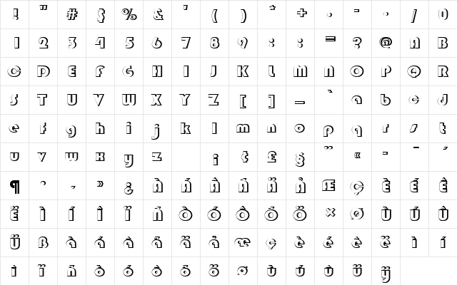 BlippoBlaDRe1 Regular  glyph index