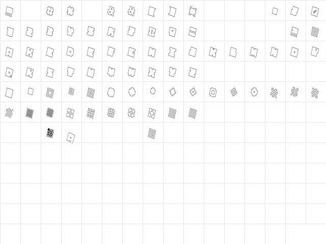 QUBE HOLLOW THIN ITALIC  glyph index