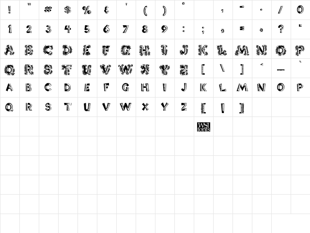 Chorizo Regular  glyph index