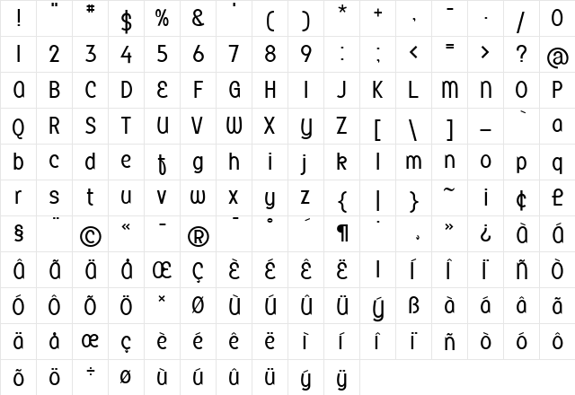 Sister Light  glyph index