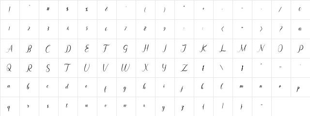 Maryllen Demo Regular  glyph index