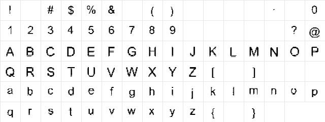 Miasma Regular  glyph index