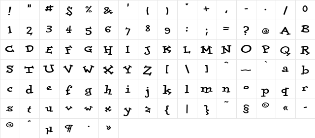 DoloresExtraBoldC Regular  glyph index
