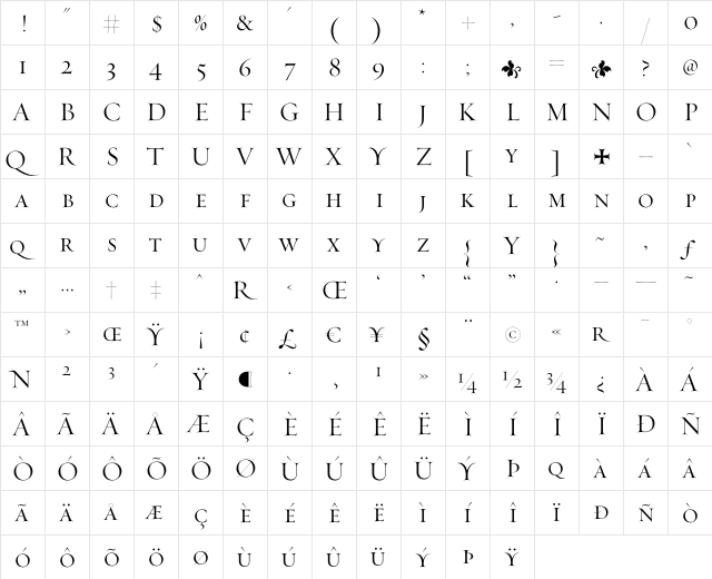 Requiem Fine-HTF-SmallCaps  glyph index