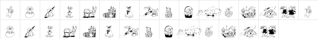 KR Easter Bunnies Regular  glyph index