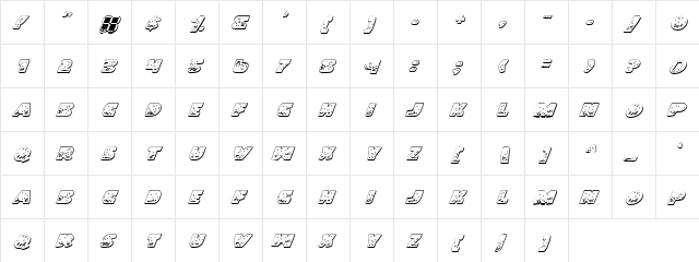 Land Shark Outline Italic Outline Italic  glyph index