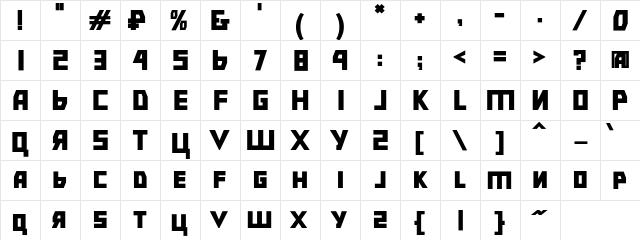 Bolshevik Blk  glyph index