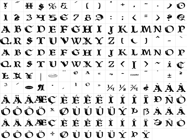 Wars of Asgard Expanded Expanded  glyph index