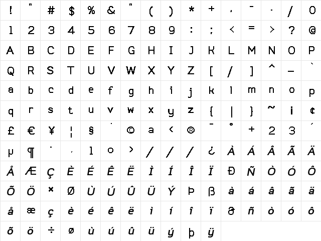 Do Gothic Bold Oblique  glyph index