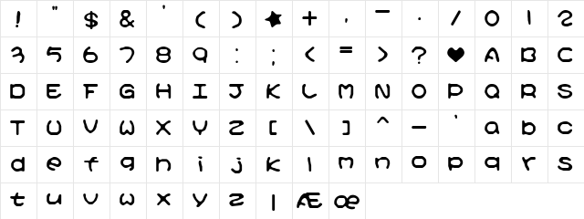Kirby No Kira Kizzu (BRK) Regular  glyph index