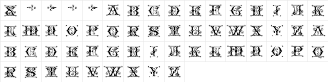 Gingerbread Initials Regular  glyph index