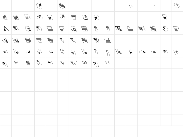 Wither Outline 3 Regular  glyph index