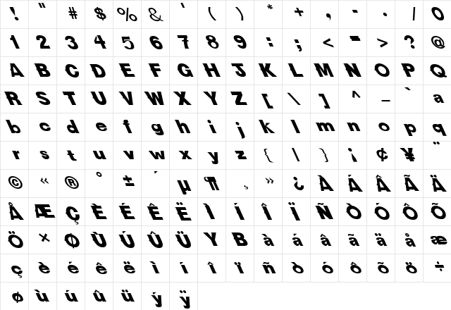 FZ JAZZY 36 LEFTY Normal  glyph index