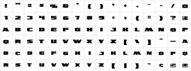 UltraViolent BB Regular  glyph index