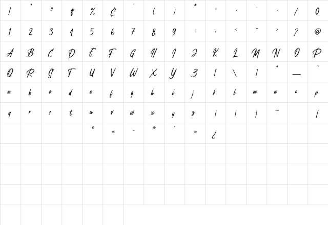 Ballmont Regular  glyph index