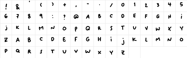 Oliver Regular  glyph index