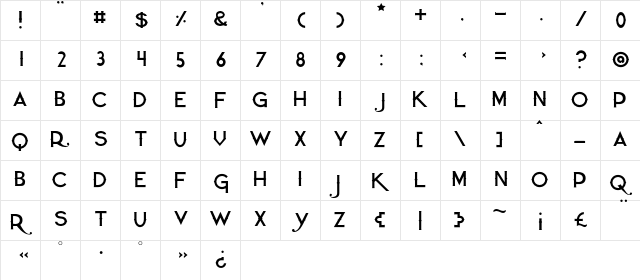 Quiet the Thief Thin  glyph index