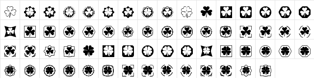 Clover Things Normal  glyph index
