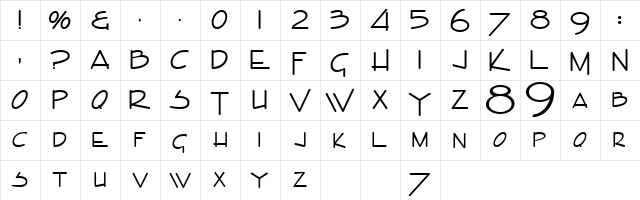 Nviray Regular  glyph index