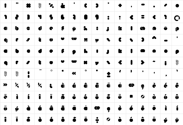 MonkeyLove Regular  glyph index