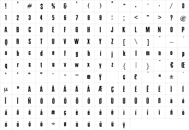 JuliusLight Regular  glyph index