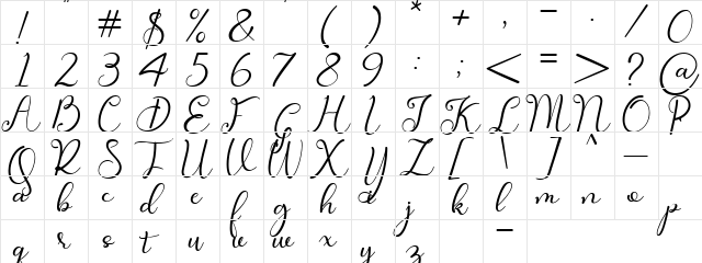 Faletina Regular  glyph index
