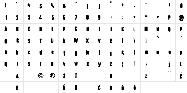 Marika Anna Tarnofsky Regular  glyph index