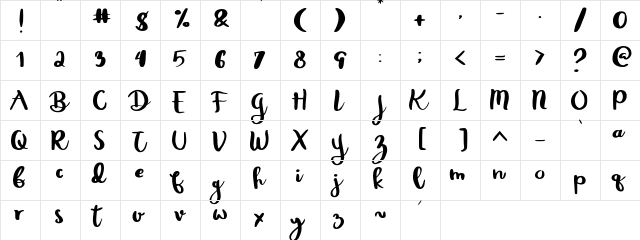 Rheydo Regular  glyph index