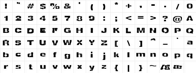 Decrepit (BRK) Regular  glyph index