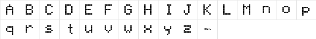 NinePin - DGNine Regular  glyph index