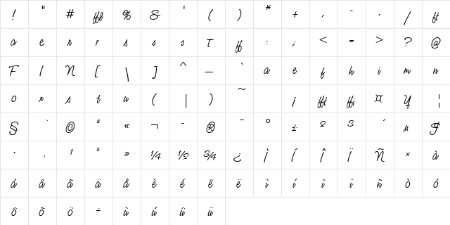 Studio Script Alt Two ITC TT Regular  glyph index