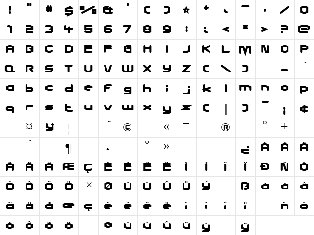 Charles in Charge Regular  glyph index