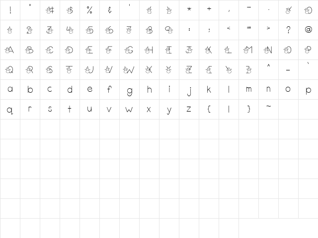 LD Frosty Regular  glyph index