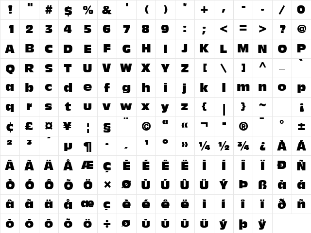 Antique Olive CompactPS Regular  glyph index