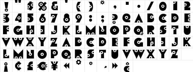 Romashka Deco Regular  glyph index