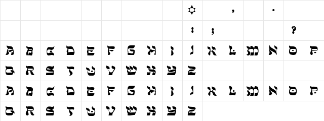 Quest Regular  glyph index